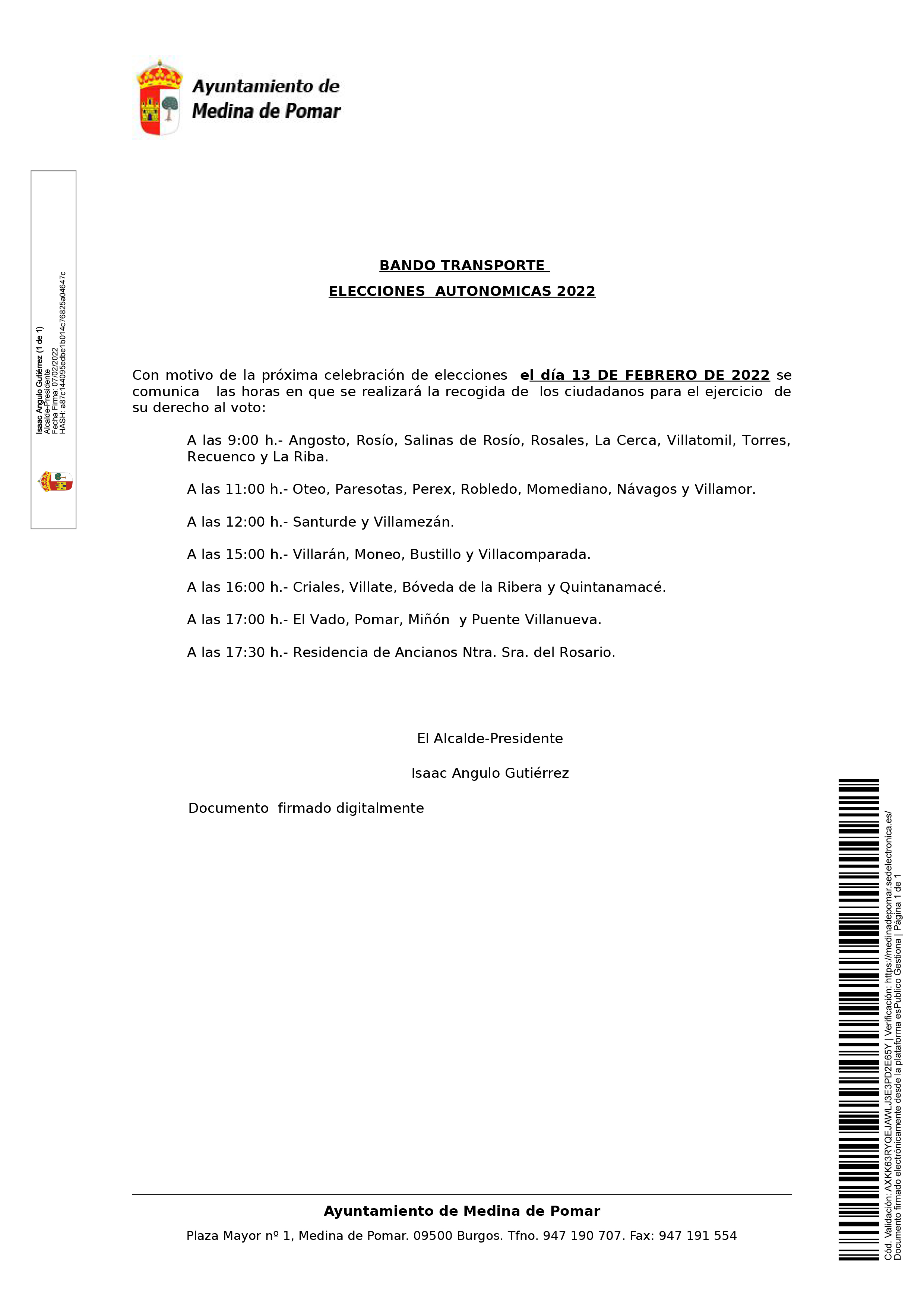 BANDO - Autobús Pedanías Elecciones 13F