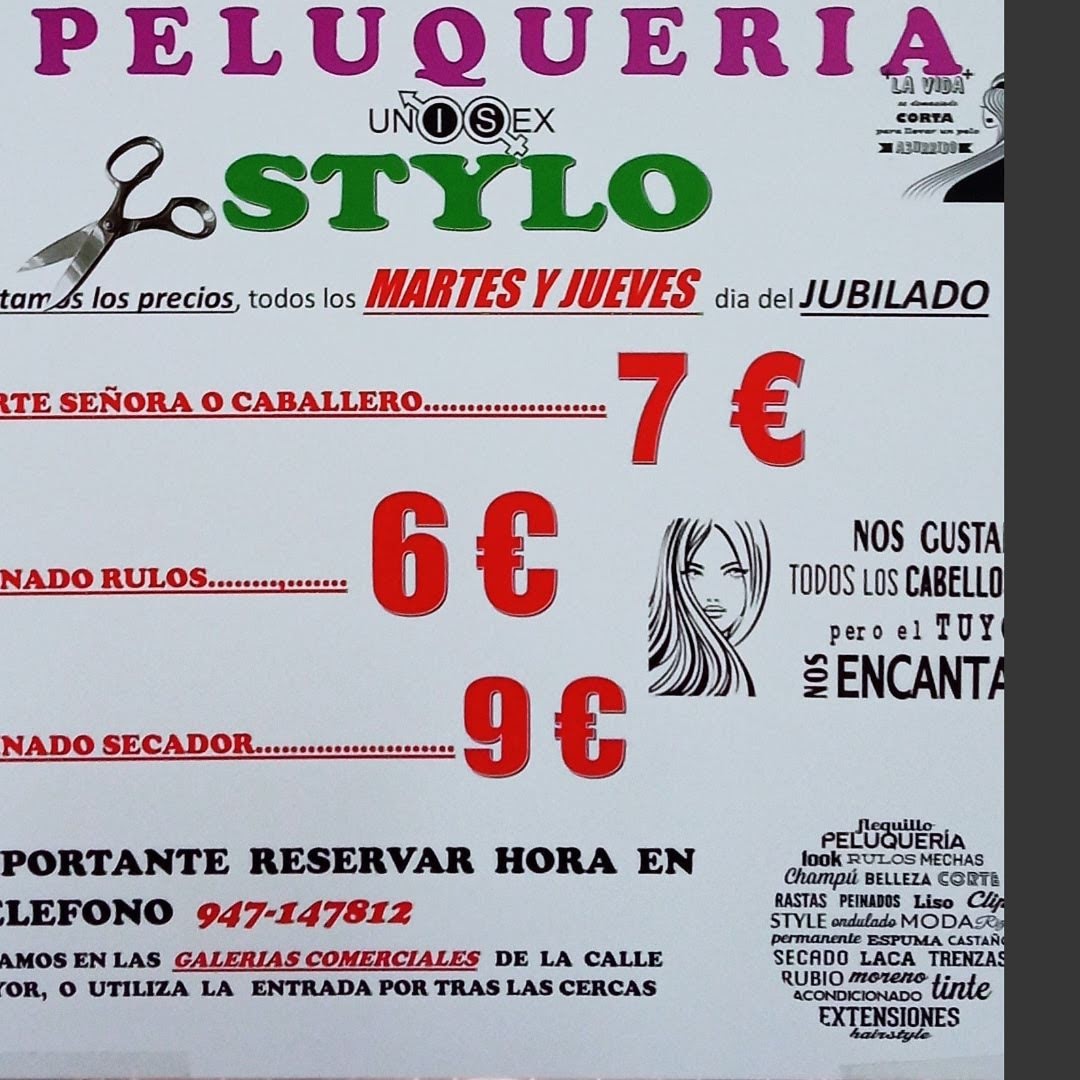 Precios Peluquería Stylo