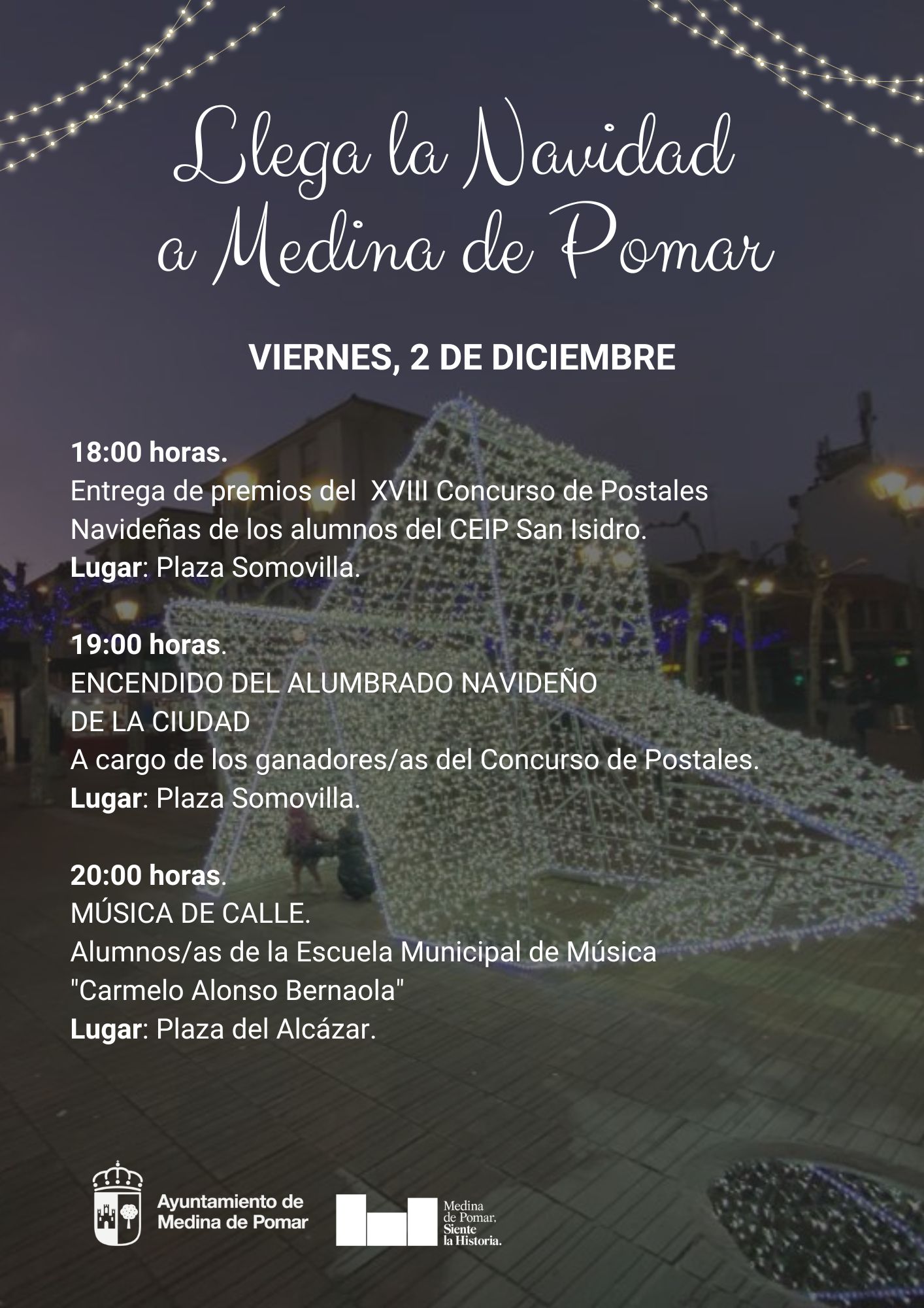 Premios postales, encendido y música de calle