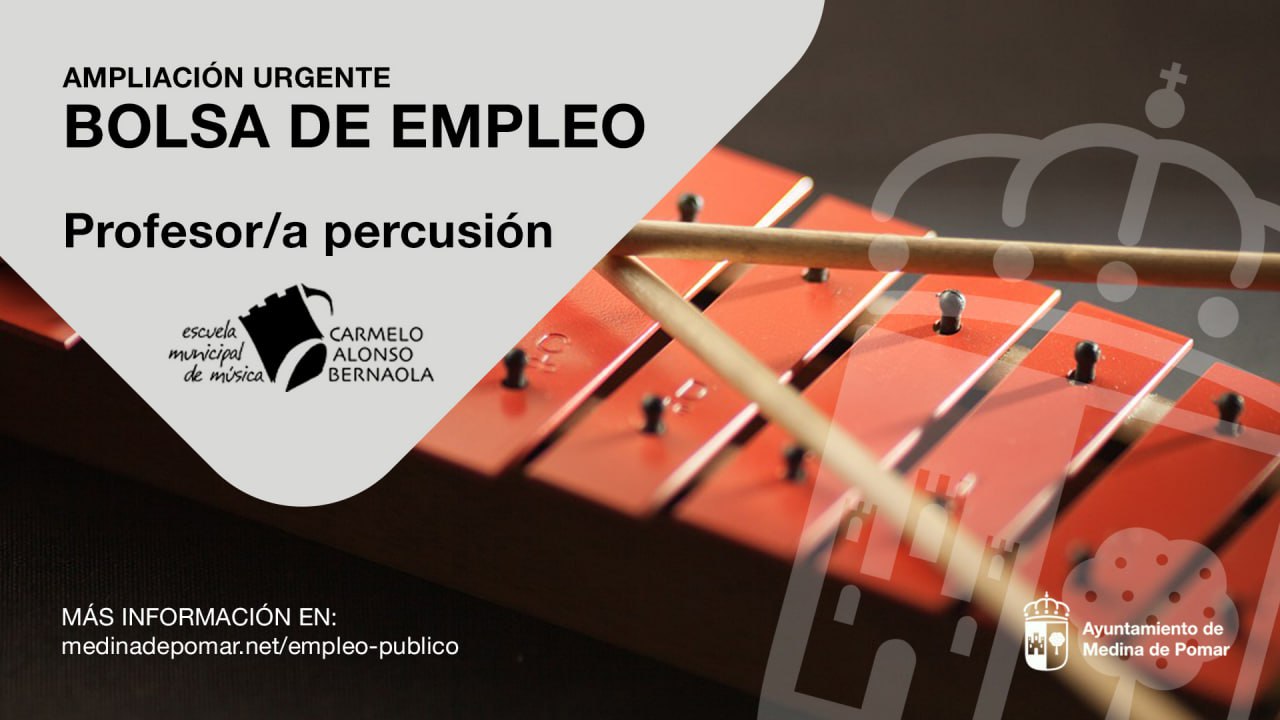 AMPLIACIÓN URGENTE - BOLSA DE EMPLEO PROFESOR/A PERCUSIÓN