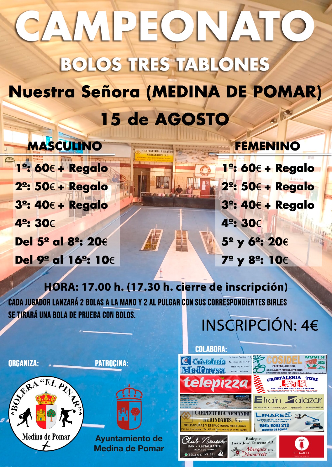 CAMPEONATO DE BOLOS TRES TABLONES