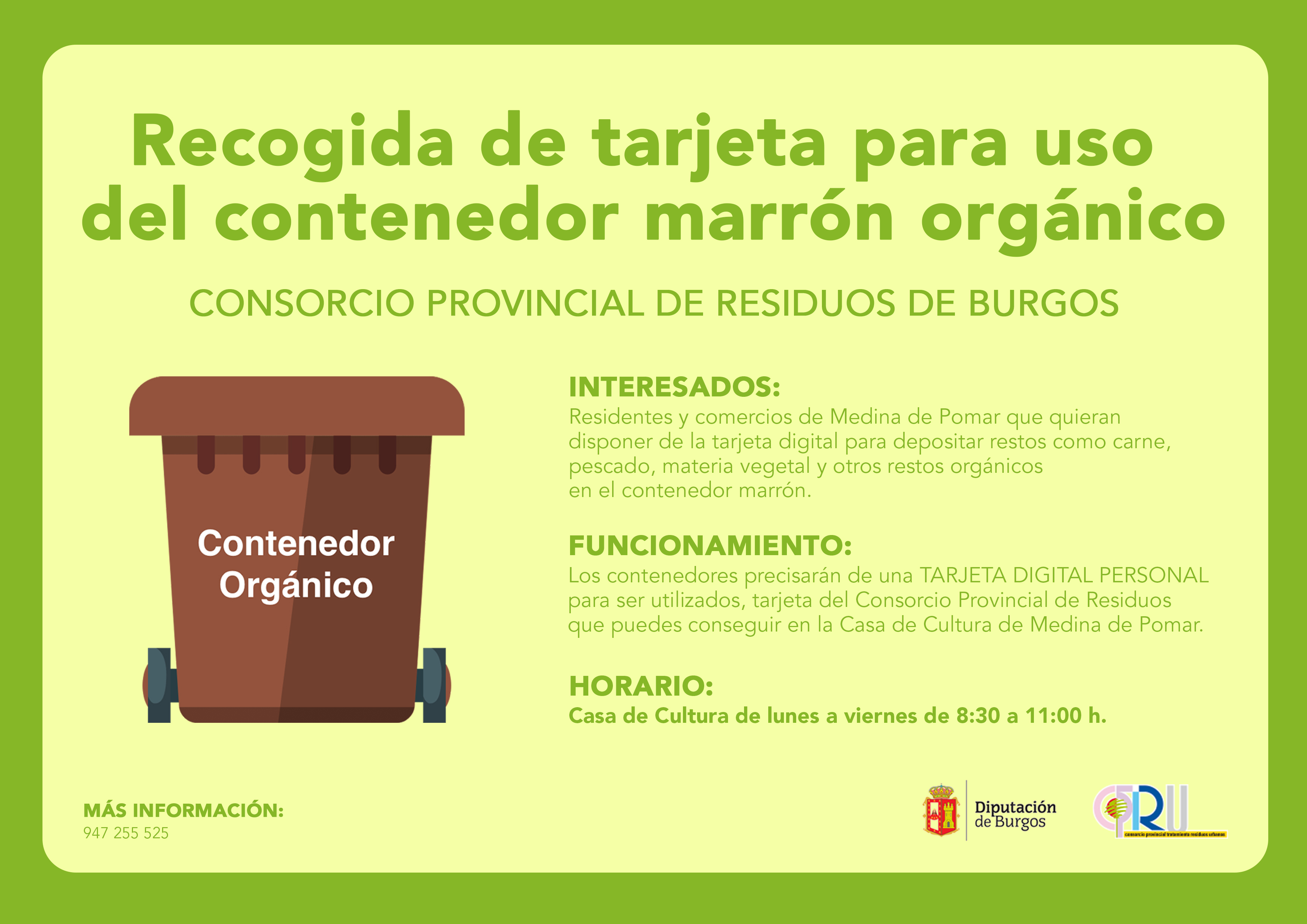 CARTEL RECOGIDA TARJETAS CONTENEDOR MARRÓN