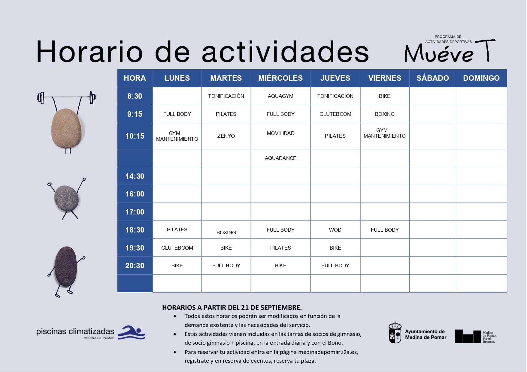 HORARIO MUEVET SEPTIEMBRE 2026