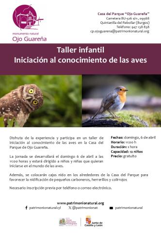 Taller Infantil. Iniciación al conocimiento de las aves.