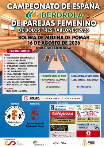 Campeonato de España de Parejas Femenino de Bolos Tres Tablones 2026.